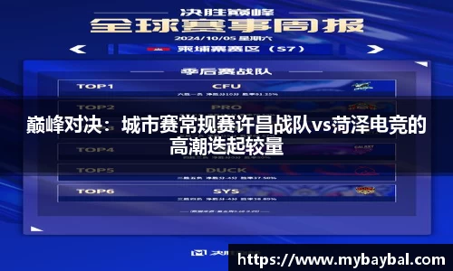 巅峰对决：城市赛常规赛许昌战队vs菏泽电竞的高潮迭起较量
