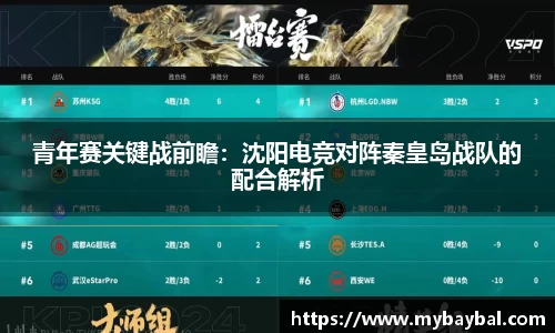 青年赛关键战前瞻：沈阳电竞对阵秦皇岛战队的配合解析