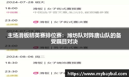主场滑板精英赛排位赛：潍坊队对阵唐山队的备受瞩目对决